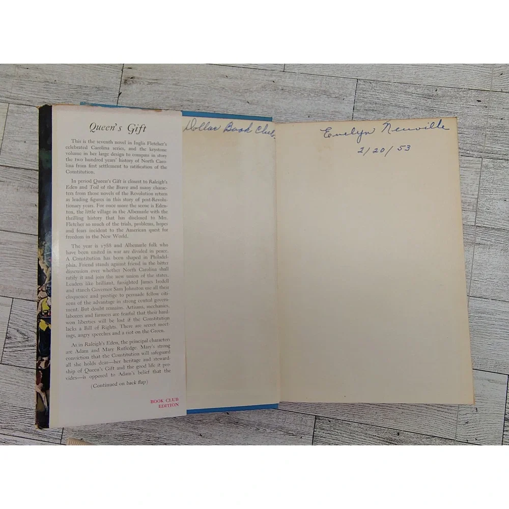 Queens Gift 1952 Inglis Fletcher HCDJ Carolina Series Vintage Historical Fiction